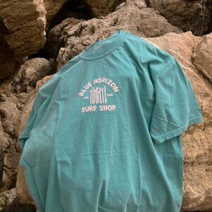 Blue Horizon Surf Shop Seafoam Green Puff-Print Tee 3X